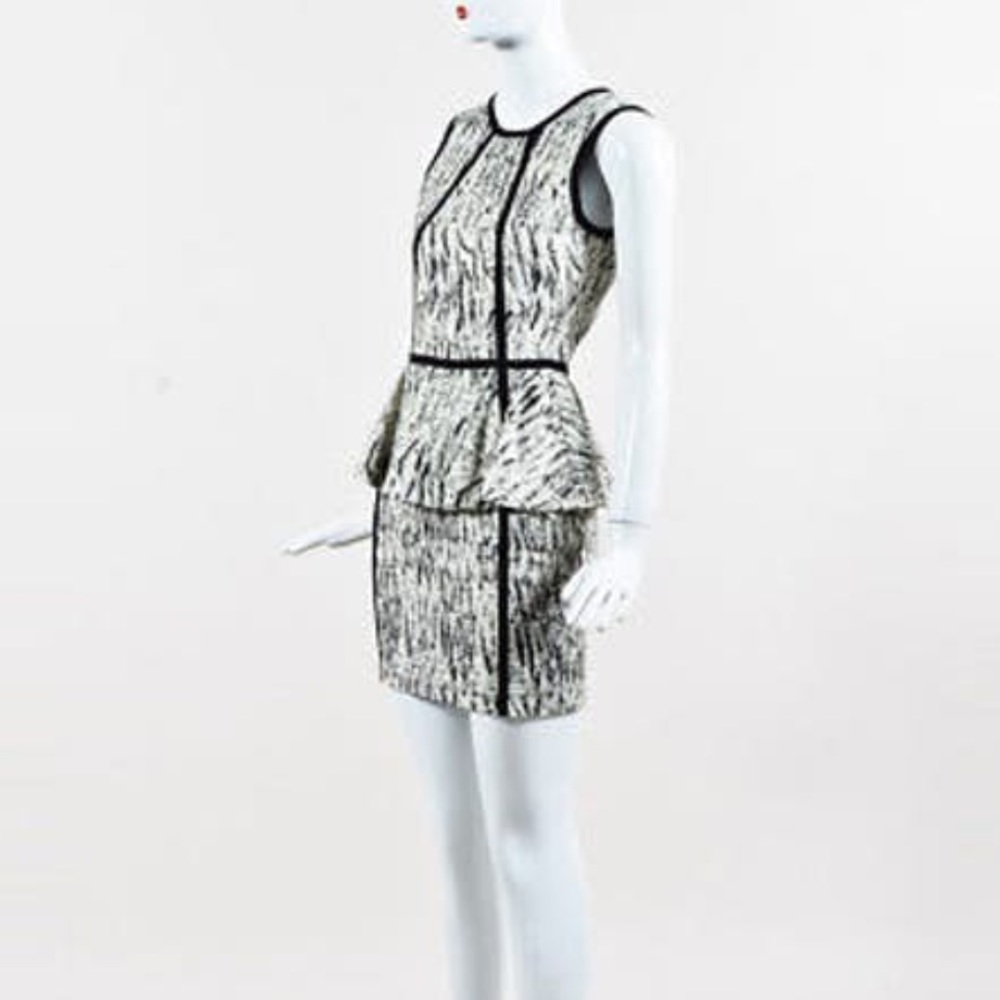 Parker Black and White Peplum Dress